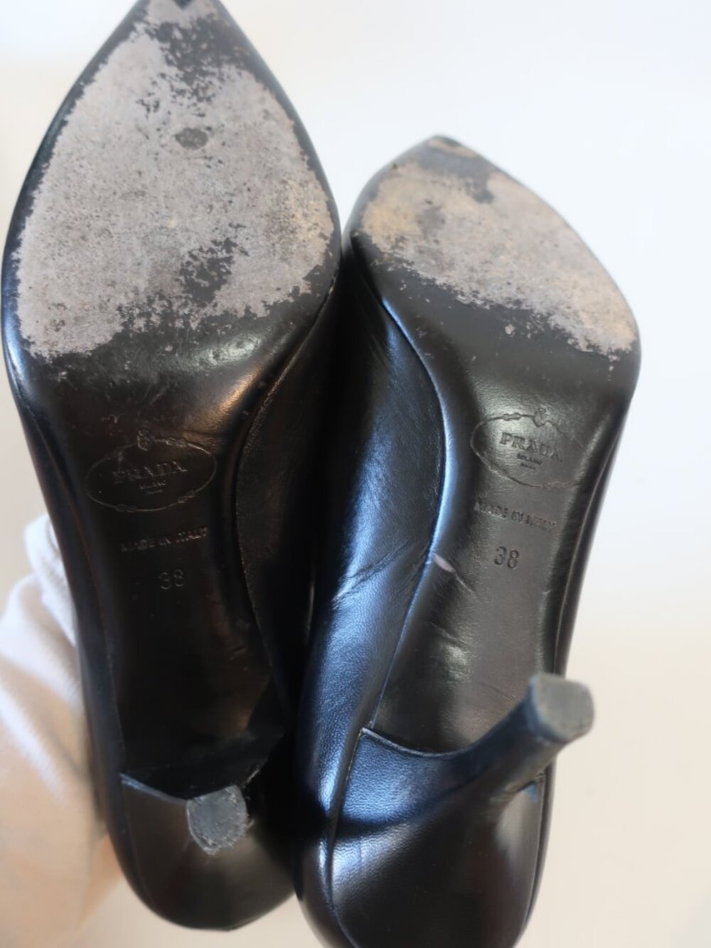 Womens Prada Black Leather Pointy Toe Pumps 38 EU/US 8 - Picture 10 of 13